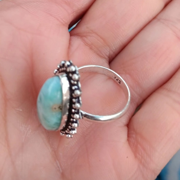 Larimar Gemstone Sterling Silver Ring 925 - Picture 6 of 6